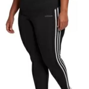 Adidas Womens 3X, BLACK w/WHITE STRIPES DESIGN 2 MOVE HIGH-RISE LEGGINGS